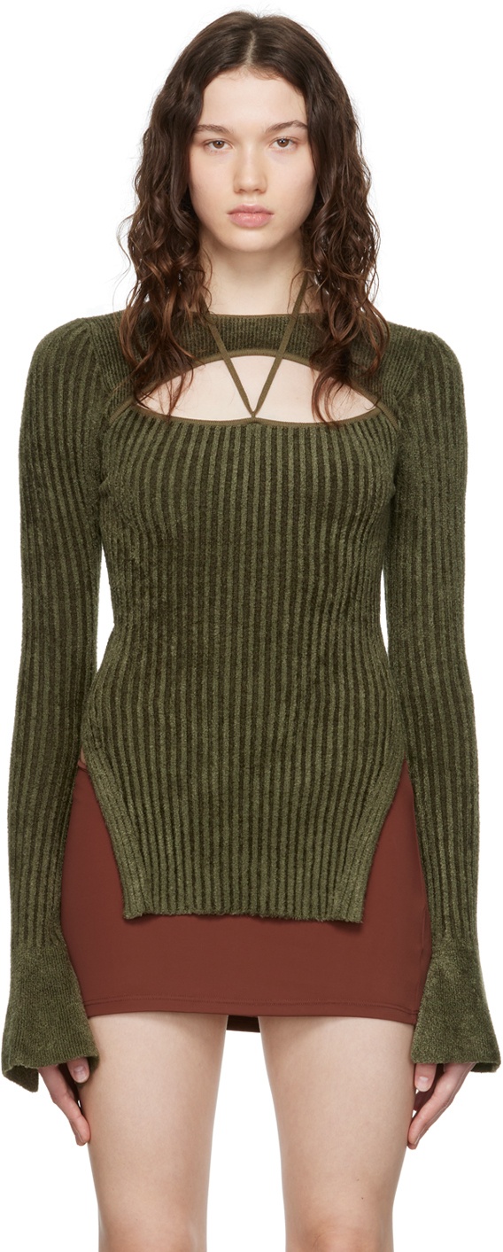 ANDREĀDAMO Green Cut Out Sweater