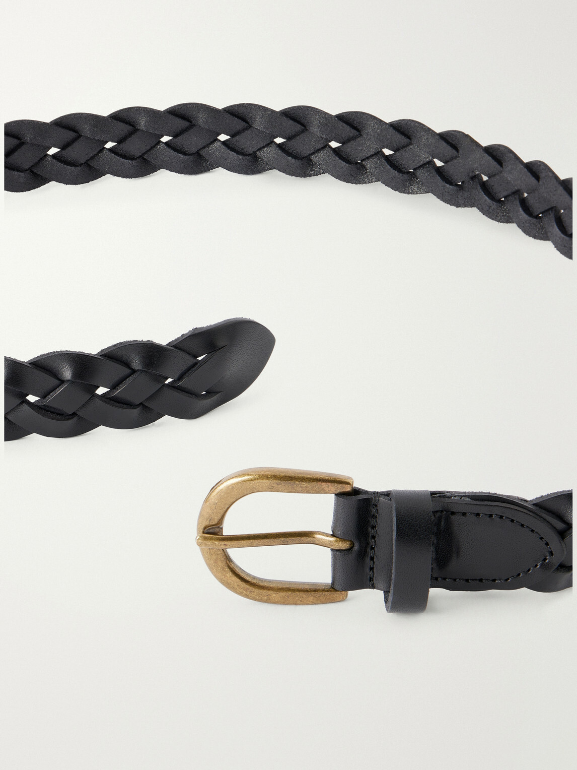 MORJAS - 3cm Braided Leather Belt - Black