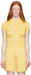 Calle Del Mar Yellow Ribbed Short Sleeve Shirt