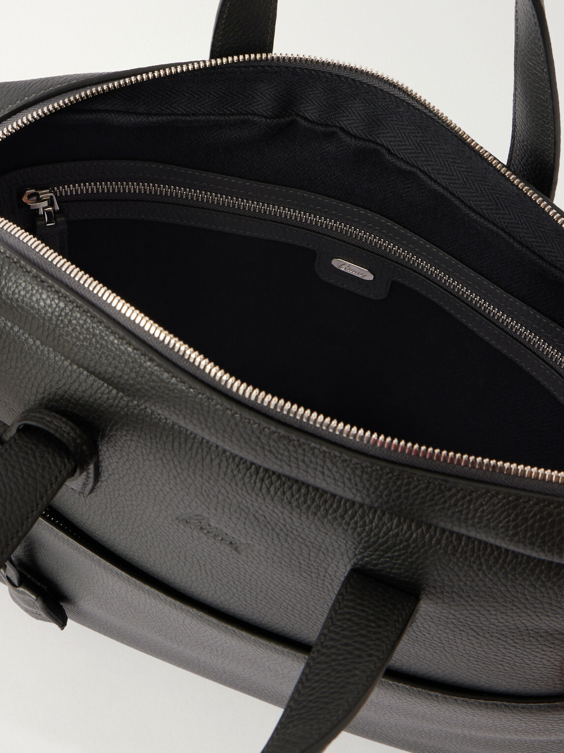 Brioni - Full-Grain Leather Briefcase - Gray