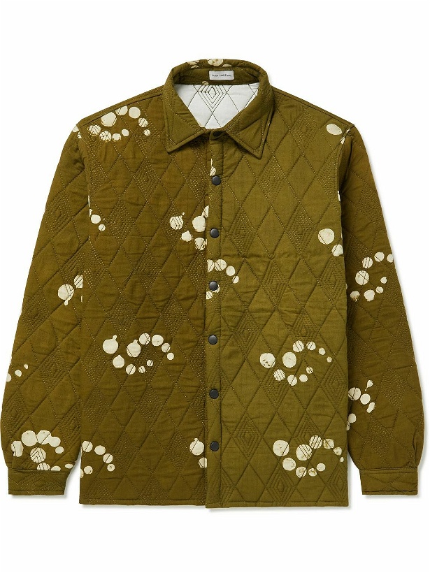 Photo: Post-Imperial - Didi Quilted Tie-Dyed Cotton Overshirt - Green
