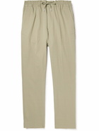 Mr P. - Tapered Organic Cotton-Seersucker Drawstring Trousers - Green