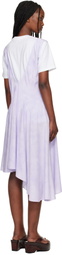 Collina Strada Purple Lilac Floral Scribble Tulip Midi Dress