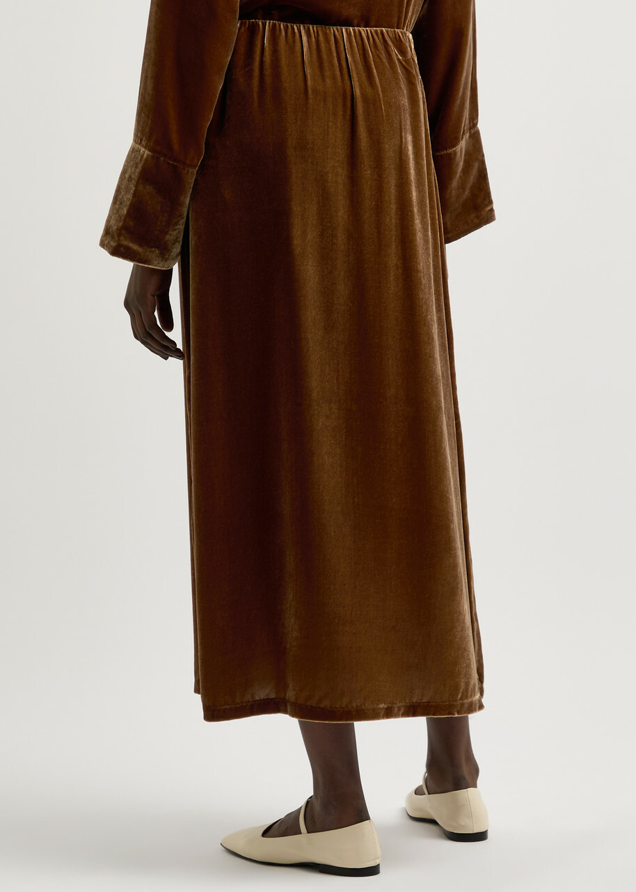 BY Malene Birger Boshan Velvet Midi Skirt Brown
