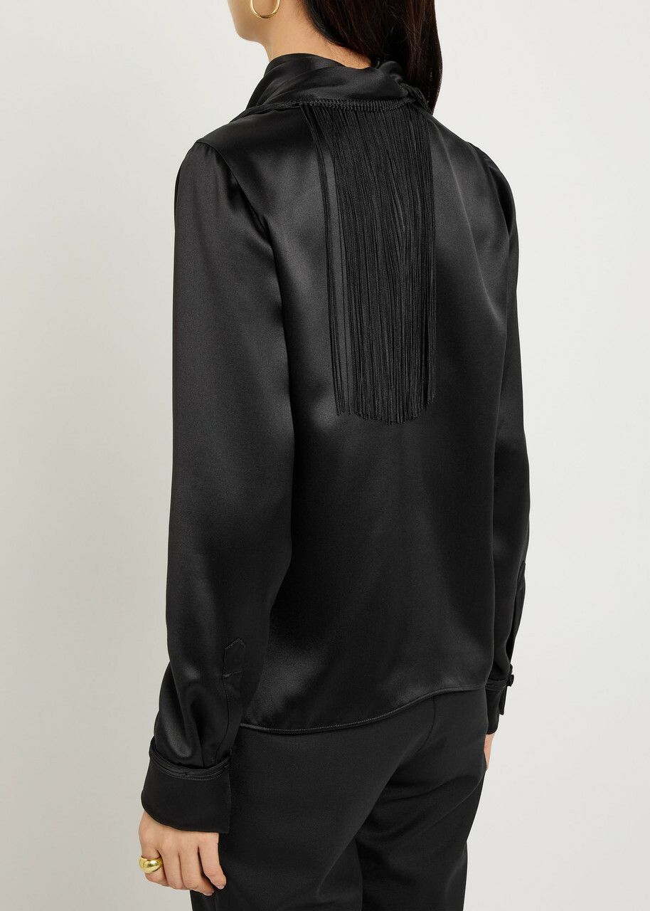Gabriela Hearst Anderson Scarf-effect Draped Silk top Black