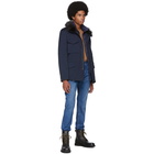 Yves Salomon Navy Down Gabardine Coat