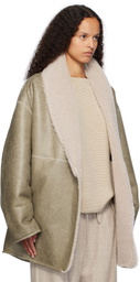 Fear of God Beige Sherpa Shawl Collar Leather Jacket