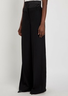 Erdem Layered-effect Wide-leg Wool Trousers Black