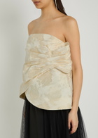 Simone Rocha Floral-jacquard Gathered Satin top Cream
