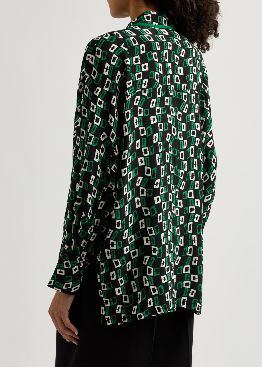 Diane Von Furstenberg Alona Printed Shirt Black