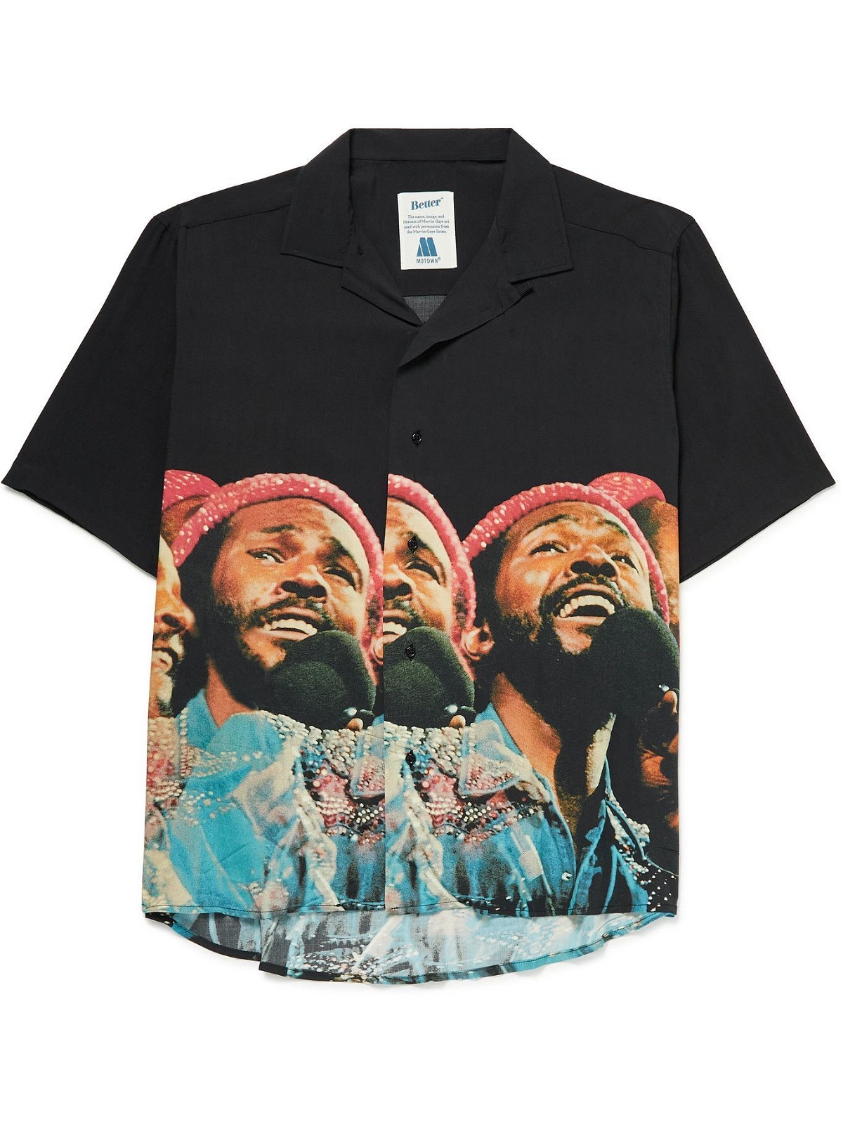 Better™ Gift Shop - Marvin Gaye Camp-Collar Printed Woven Shirt - Black