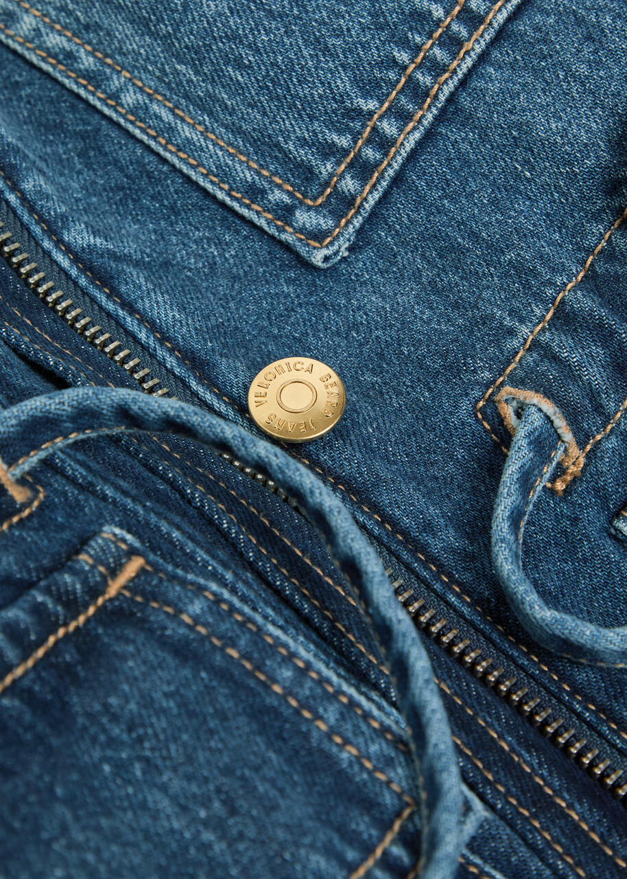 Veronica Beard Truman Drawstring Denim Jacket Mid Blu