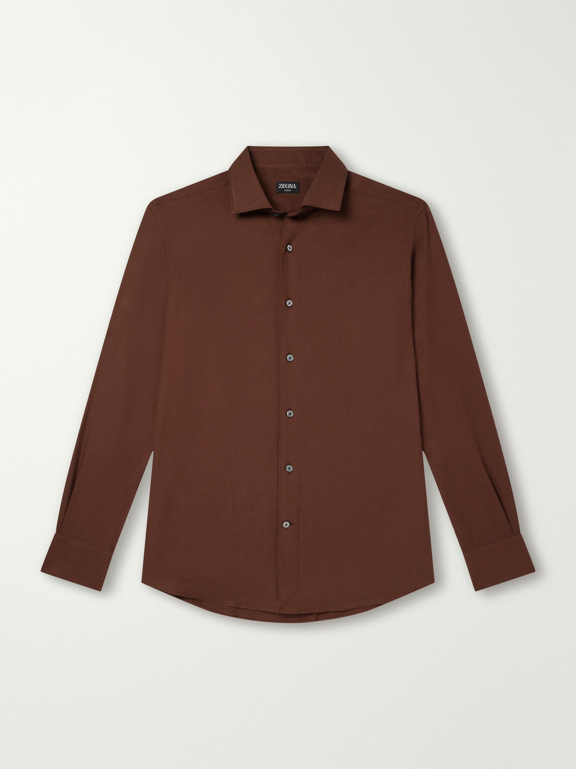 Zegna - Cotton and Cashmere-Blend Twill Shirt - Brown