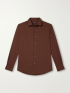 Zegna - Cotton and Cashmere-Blend Twill Shirt - Brown