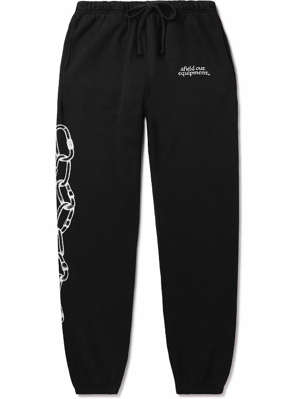 Photo: Afield Out® - Chains Tapered Logo-Print Cotton-Jersey Sweatpants - Black