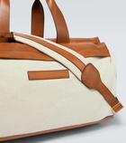 Brunello Cucinelli Leather-trimmed canvas duffel bag