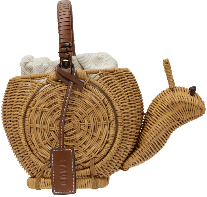 Photo: Staud Beige Escargot Wicker Basket Bag