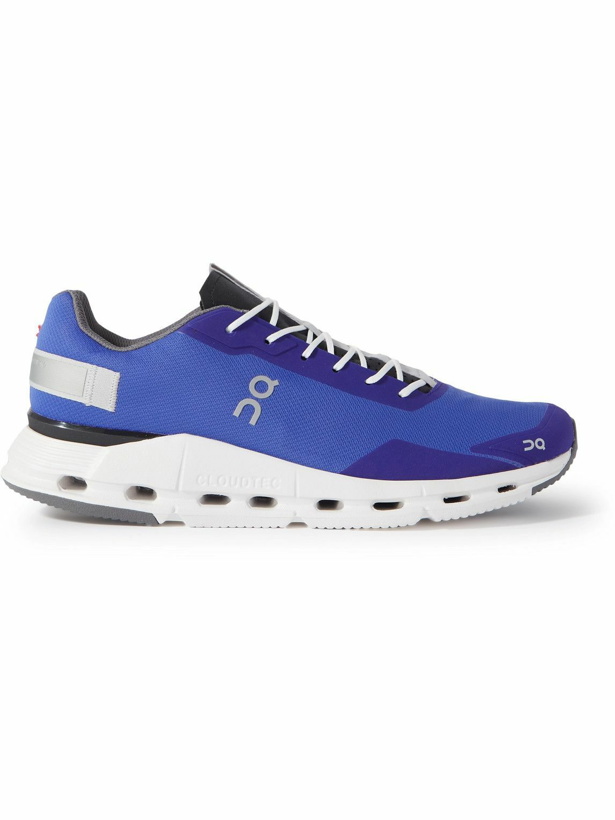 Photo: ON - Cloudnova Form Rubber-Trimmed Mesh Running Sneakers - Blue