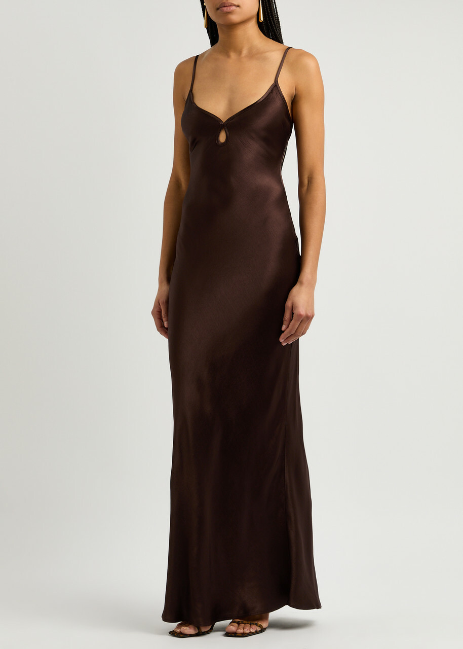 chinese dress ladies Monique Satin Maxi Dress – SEROYA main image 0