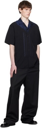 Toga Virilis Black Viscose Twill Short Sleeve Shirt