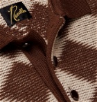 Needles - Checked Intarsia Wool Sweater - Brown