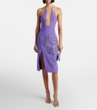David Koma Asymmetric embellished floral midi dress