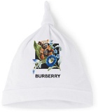 Burberry Baby White Montage Print Beanie & Bib Set