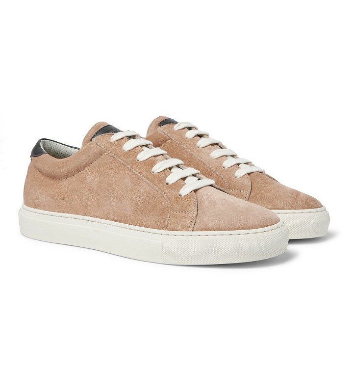 Photo: Brunello Cucinelli - Leather-Trimmed Suede Sneakers - Beige