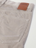 Zegna - Slim-Fit Straight-Leg Cotton and Cashmere-Blend Corduroy Trousers - Neutrals