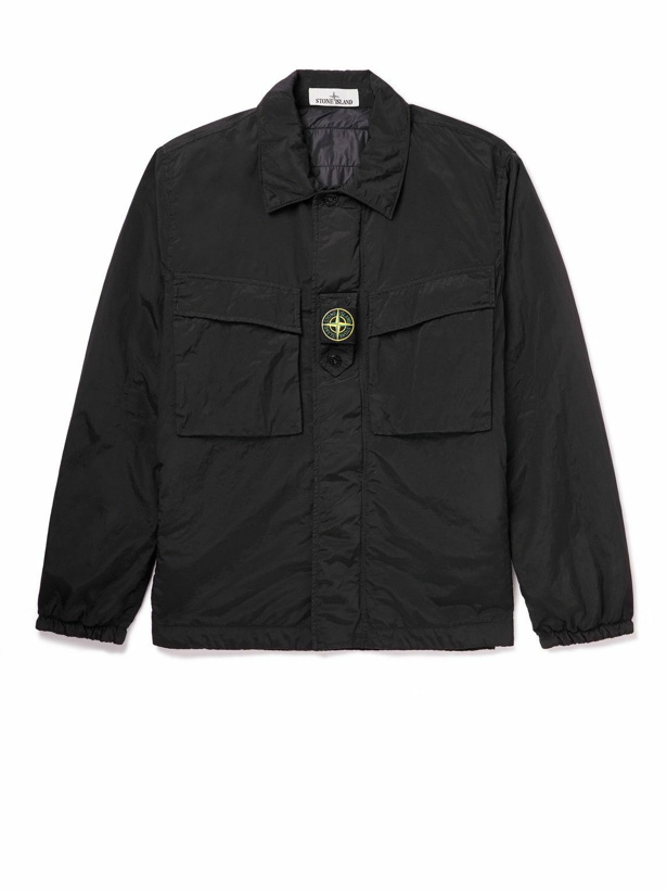 Photo: Stone Island - Logo-Appliquéd Garment-Dyed Crinkled-Shell Jacket - Black