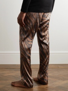 TOM FORD - Logo-Appliquéd Animal-Printed Velvet-Trimmed Silk-Blend Pyjama Trousers - Brown
