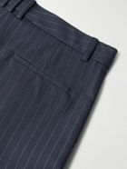 Balmain - Tapered Cropped Pleated Pinstriped Wool-Blend Trousers - Black