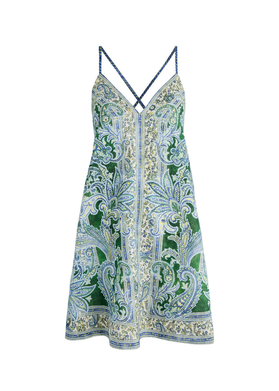 Zimmermann Ottie Printed Linen Mini Dress Multi Print Zimmermann