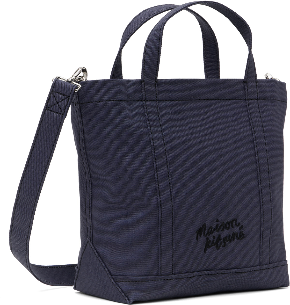 Maison Kitsuné Navy Fox Head Small Tote