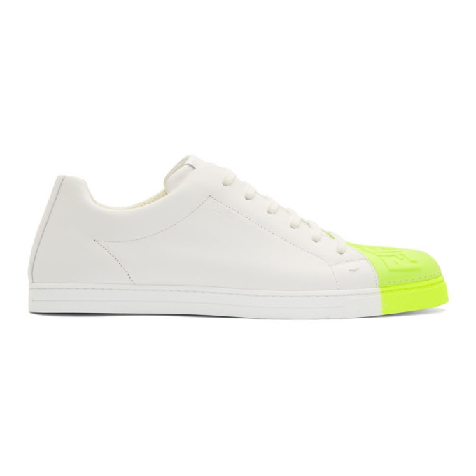 Photo: Fendi White and Green Leather Forever Fendi Sneakers