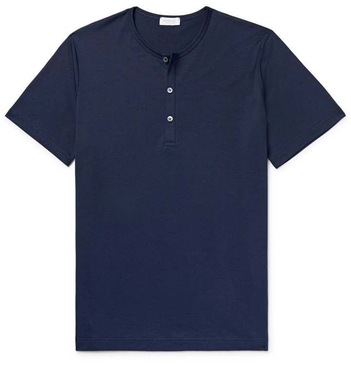 Photo: Sunspel - Superfine Cotton-Jersey Henley T-Shirt - Men - Navy