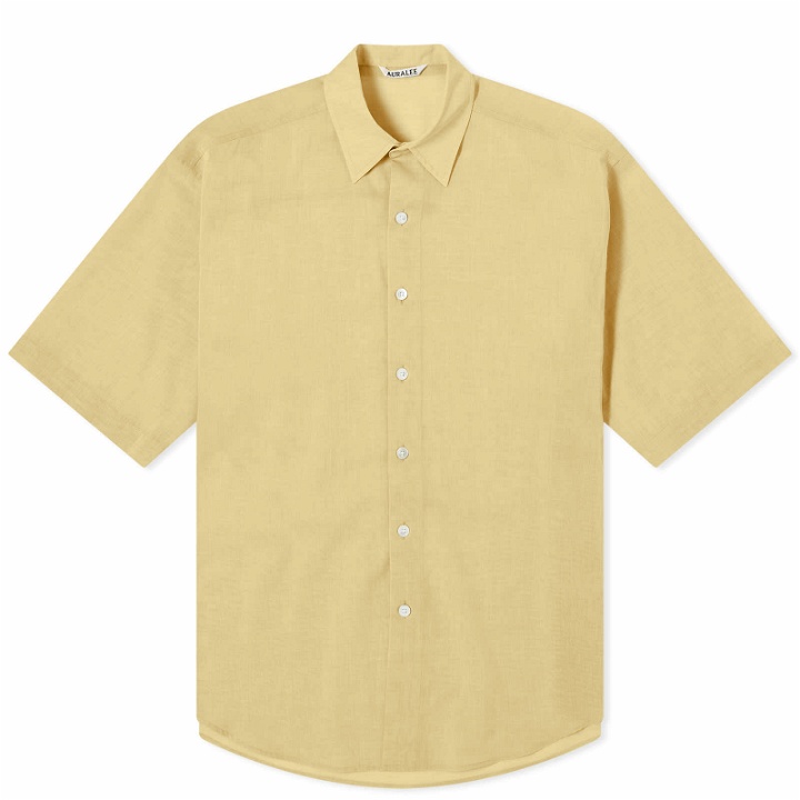 Photo: Auralee Men's Finx Long Sleeve Shirt in Light Yellow Chambray