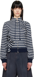 OPEN YY Navy & Gray Appliqué Zipup Sweatshirt