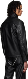 GmbH Black Fitted Faux-Leather Jacket