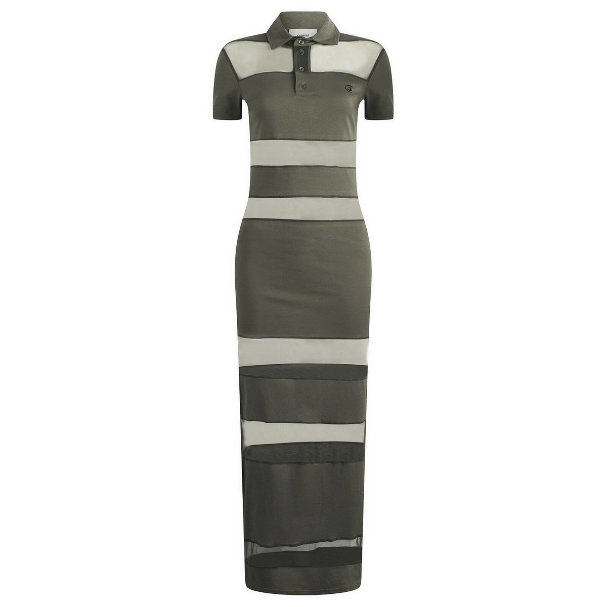Coperni Women's Striped Sheer Polo Dress in Green