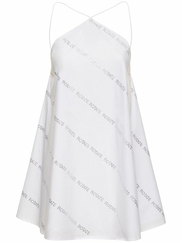 Photo: ROTATE - Lova Crystal Logo Cotton Mini Dress