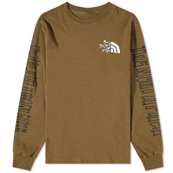 Photo: The North Face Men's Long Sleeve Printed Heavyweight T-Shirt in Military Olive