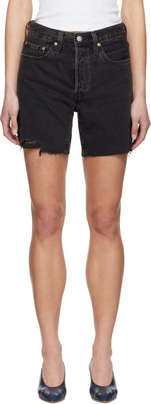 Photo: Levi's Black 501 Mid Thigh Denim Shorts