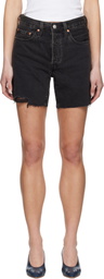 Levi's Black 501 Mid Thigh Denim Shorts