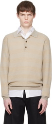 stein Beige Knit Stripe LS Polo