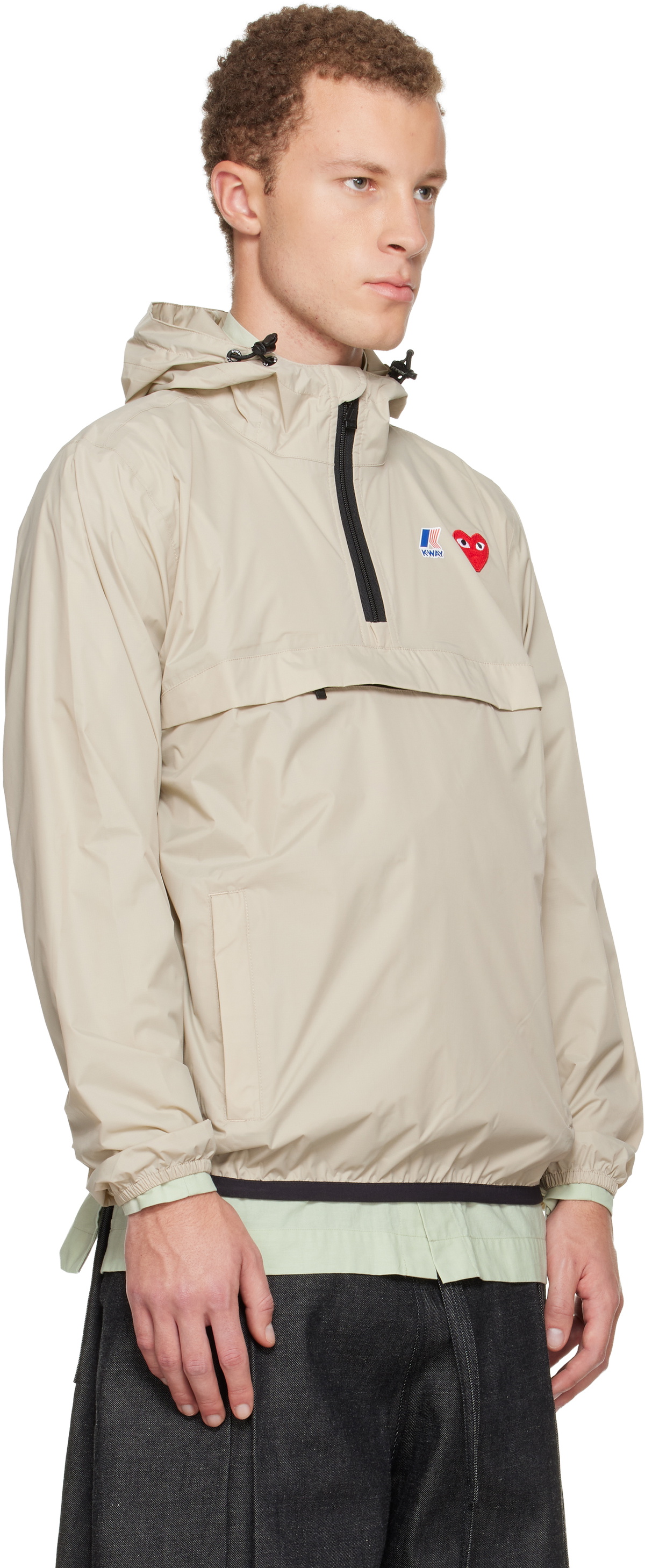 COMME des GARÇONS PLAY Beige K-Way Edition Half Zip Jacket