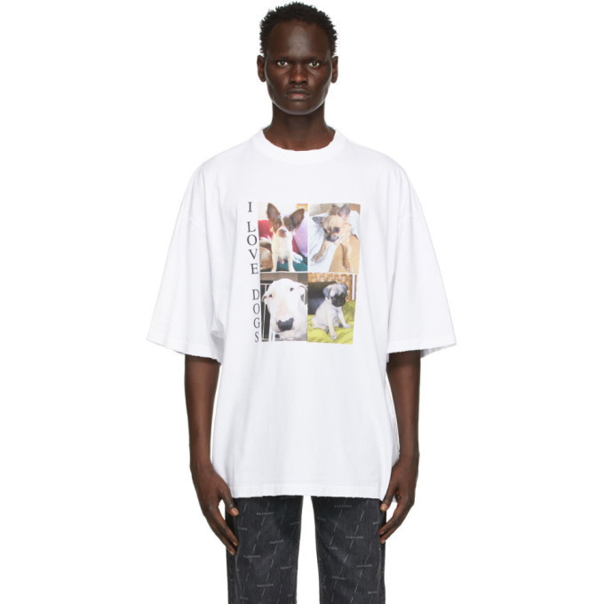 Photo: Balenciaga White XL I Love Dogs T-Shirt