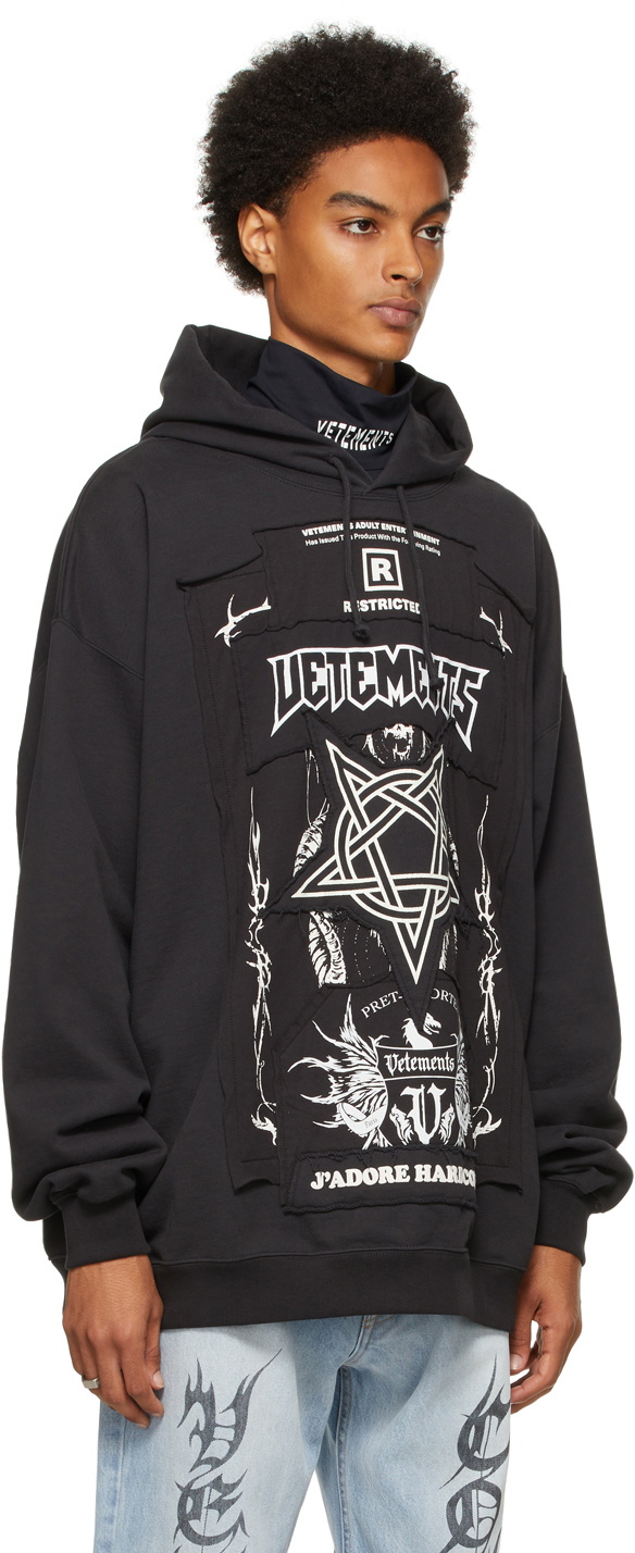 VETEMENTS Black 'Limited Edition' Hardcore Patched Logo Hoodie ...
