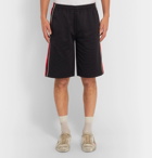 Gucci - Wide-Leg Logo-Embroidered Webbing-Trimmed Tech-Jersey Shorts - Black