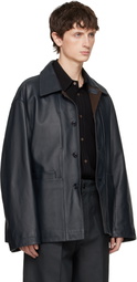 LEMAIRE Black Workwear Leather Jacket